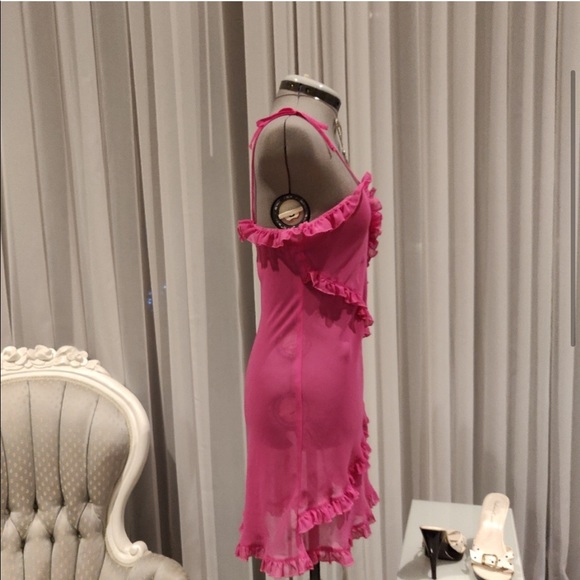 La Vie En Rose Pink Sheer Ruffled Babydoll Slip - Picture 3 of 8